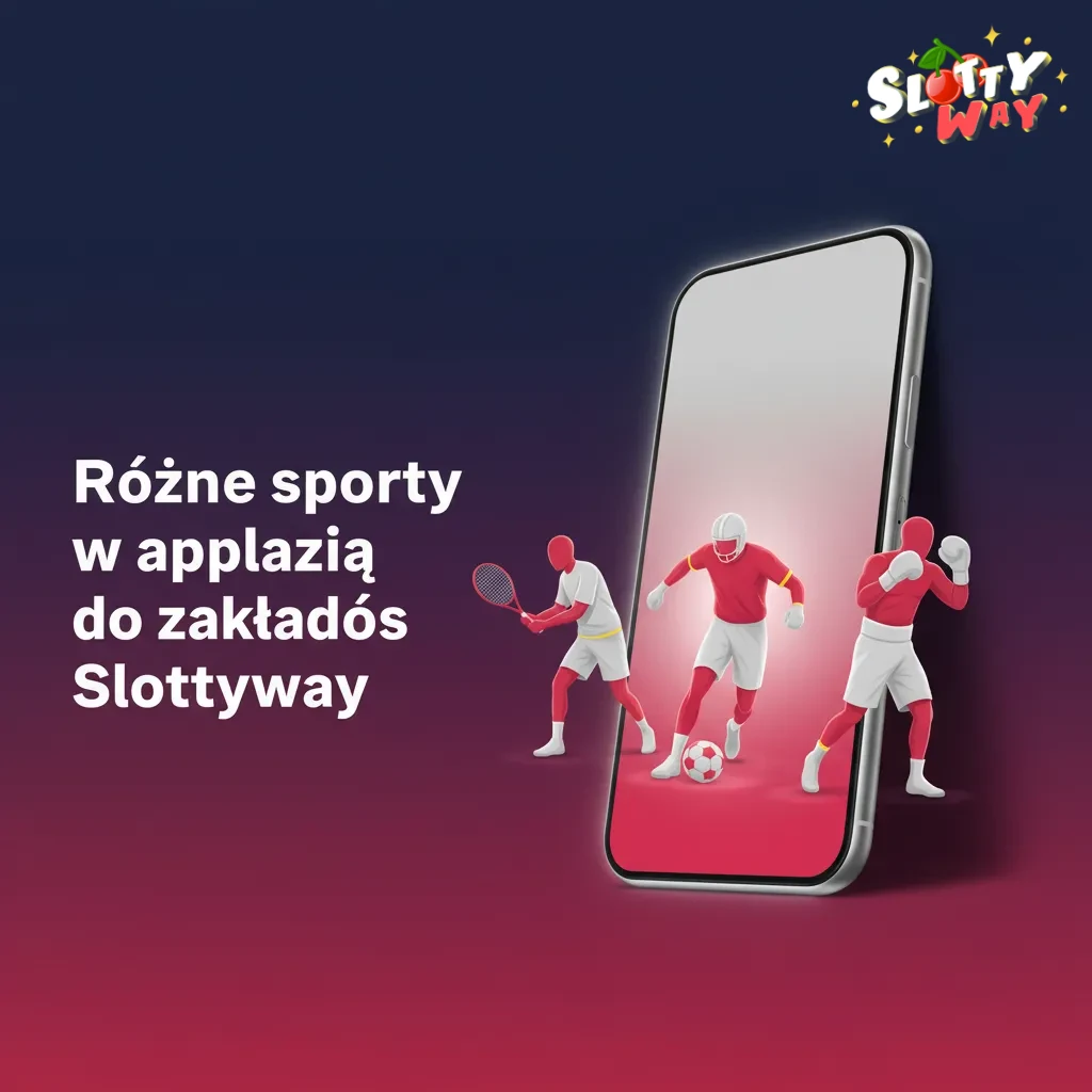 Ekran aplikacji Slottyway: różne sporty (piłka nożna, tenis, eSporty itd.), zakłady LIVE/PRZEDMECZ, statystyki i transmisje.
