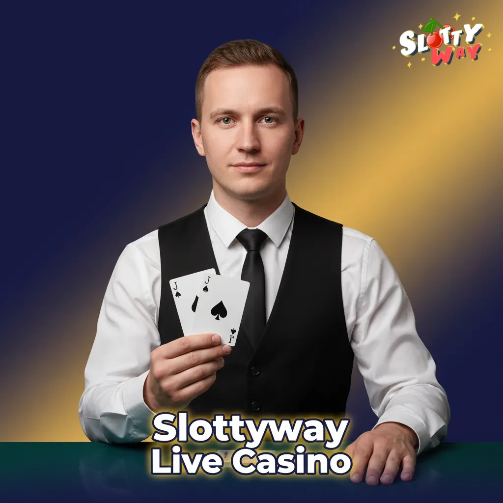 Slottyway Live Casino – studio na żywo z krupierami; ruletka, blackjack i show z kołem w transmisji HD.